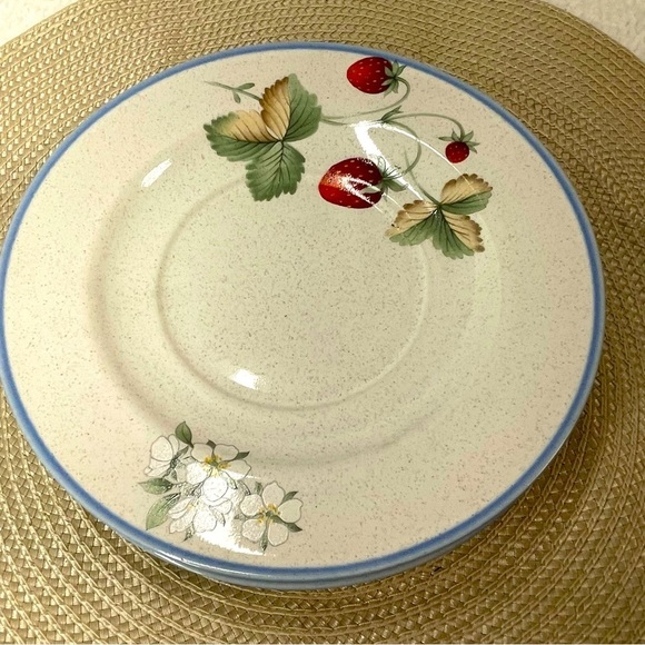 SAVOIR VIVRE LUSCIOUS JJ 017 plus (4) Saucer Fruit & vines w/Blue Trim Serveware - Picture 4 of 6